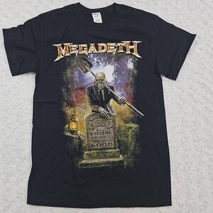 Megadeth Graphic Tee 35 years skeleton graveyard gravestone band concert